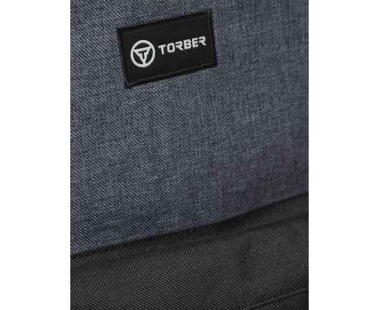 Рюкзак TORBER GRAFFI, серый с карманом черного цвета, полиэстер меланж, 42 х 29 x 19 см, изображение 7