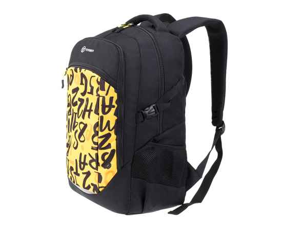 Рюкзак TORBER CLASS X, черно-желтый с принтом, 46 x 32 x 18 см + Мешок для сменной обуви в подарок!, изображение 2
