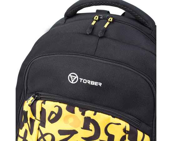 Рюкзак TORBER CLASS X, черно-желтый с принтом, 46 x 32 x 18 см + Мешок для сменной обуви в подарок!, изображение 9