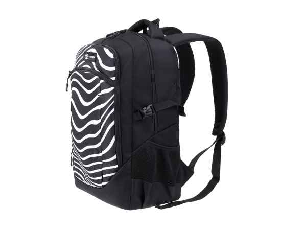 Рюкзак TORBER CLASS X, черный с принтом 'Зебра', 46 x 32 x 18 см+ Мешок для сменной обуви в подарок!, изображение 2