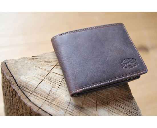 Бумажник KLONDIKE «Billy», натуральная кожа в темно-коричневом цвете, 11 х 8,5 см, изображение 15