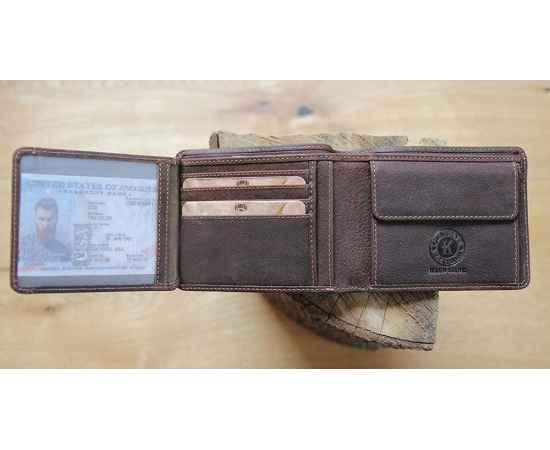 Бумажник KLONDIKE «Peter», натуральная кожа в темно-коричневом цвете, 12 х 9,5 см, изображение 11