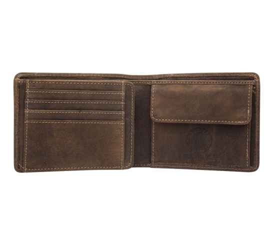 Бумажник KLONDIKE «Peter», натуральная кожа в темно-коричневом цвете, 12 х 9,5 см, изображение 3