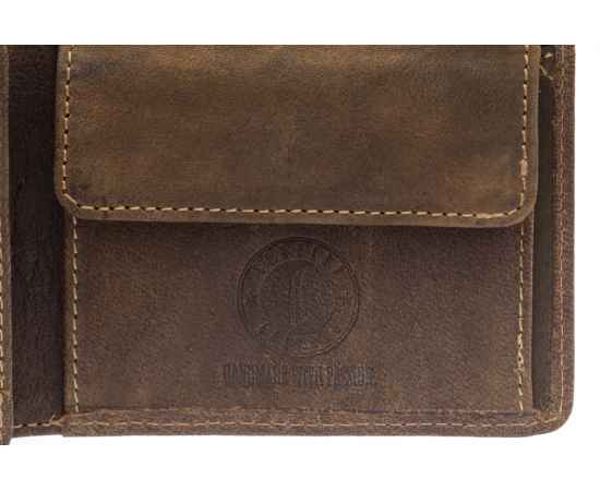 Бумажник KLONDIKE «Peter», натуральная кожа в темно-коричневом цвете, 12 х 9,5 см, изображение 5