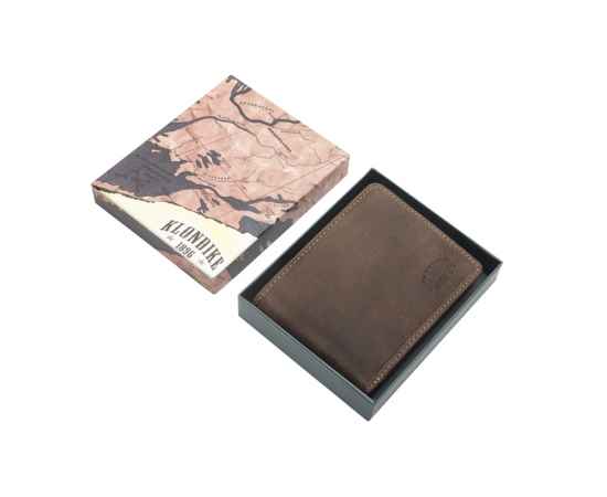 Бумажник KLONDIKE «Peter», натуральная кожа в темно-коричневом цвете, 12 х 9,5 см, изображение 7