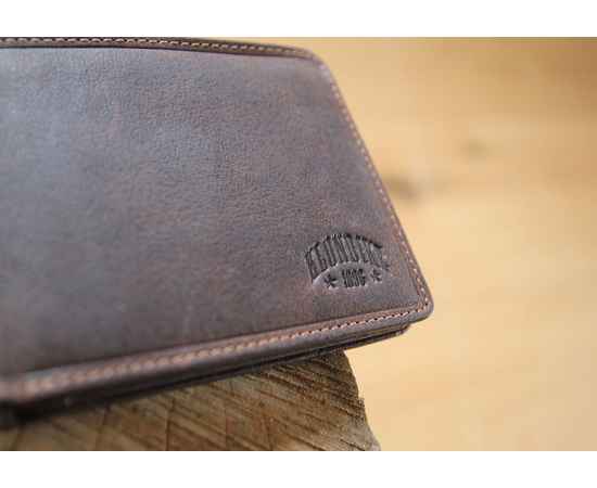 Бумажник KLONDIKE «Peter», натуральная кожа в темно-коричневом цвете, 12 х 9,5 см, изображение 9