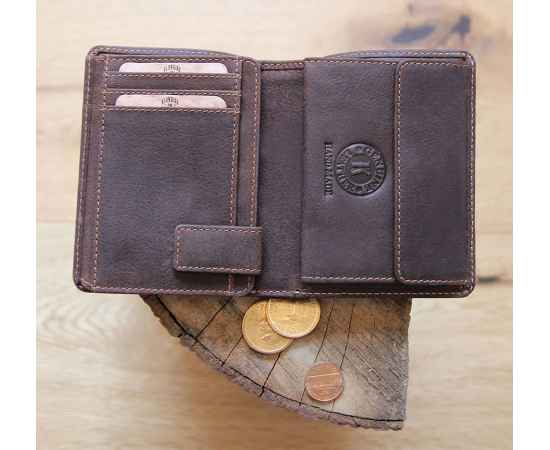 Бумажник KLONDIKE «Don», натуральная кожа в темно-коричневом цвете, 9,5 х 12 см, изображение 12