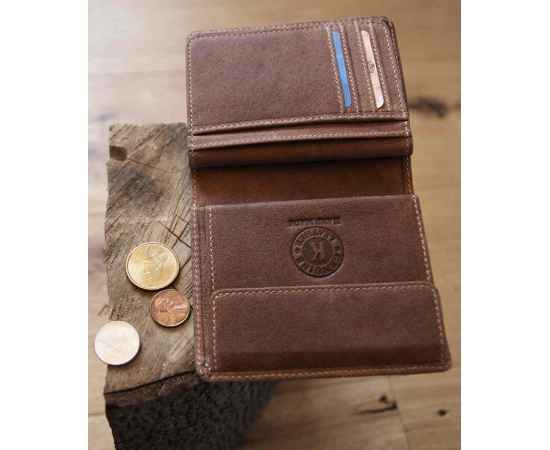 Бумажник KLONDIKE «Finn», натуральная кожа в коричневом цвете, 10 х 11,5 см, изображение 10