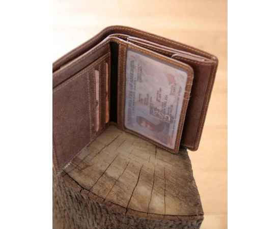 Бумажник KLONDIKE «Finn», натуральная кожа в коричневом цвете, 10 х 11,5 см, изображение 15