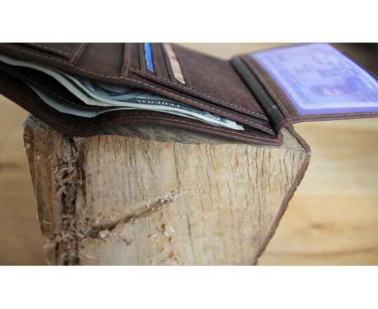 Бумажник KLONDIKE «Eric», натуральная кожа в темно-коричневом цвете, 10 х 12 см, изображение 10