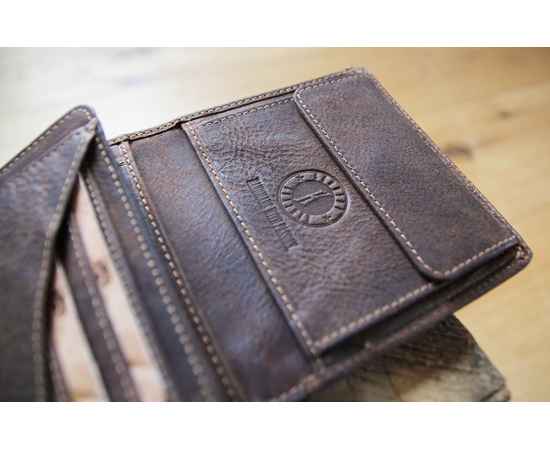 Бумажник KLONDIKE «Eric», натуральная кожа в темно-коричневом цвете, 10 х 12 см, изображение 11