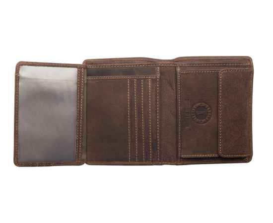 Бумажник KLONDIKE «Eric», натуральная кожа в темно-коричневом цвете, 10 х 12 см, изображение 4