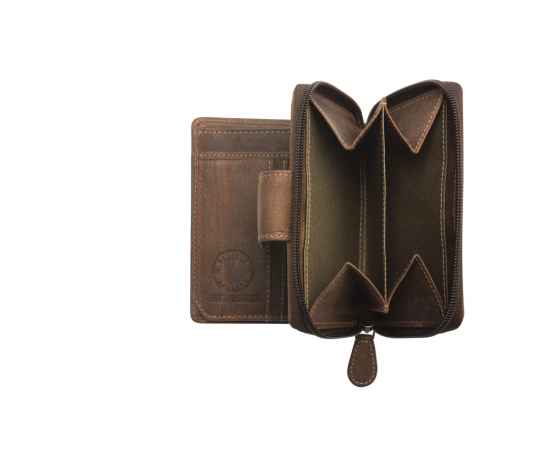 Бумажник женский KLONDIKE «Wendy», натуральная кожа в темно-коричневом цвете, 10 х 13,5 см, изображение 5