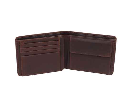 Бумажник KLONDIKE DIGGER «Amos», натуральная кожа в темно-коричневом цвете, 12,5 x 10 x 2,5 см, изображение 3