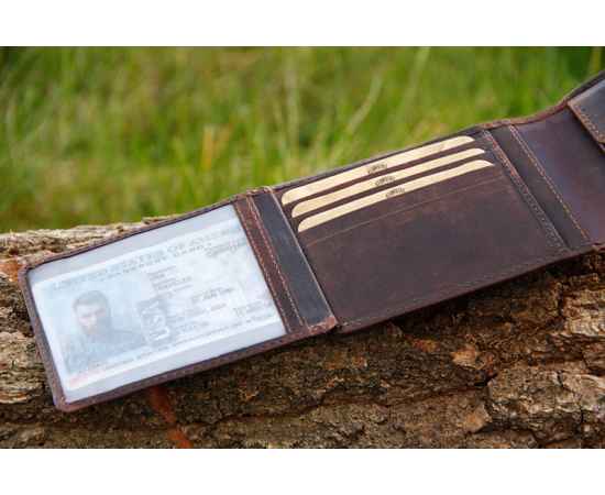Бумажник KLONDIKE DIGGER «Amos», натуральная кожа в темно-коричневом цвете, 12,5 x 10 x 2,5 см, изображение 8