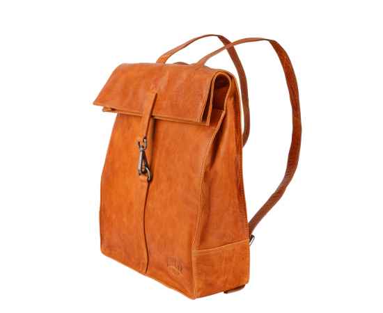 Рюкзак-сумка KLONDIKE DIGGER «Mara», натуральная кожа цвета коньяк, 32,5 x 36,5 x 11 см, изображение 2