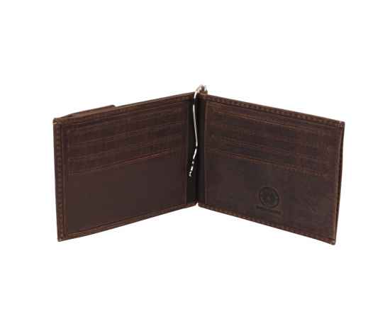 Бумажник KLONDIKE Yukon, с зажимом для денег, натуральная кожа в коричневом цвете, 12 х 1,5 х 9 см, изображение 3