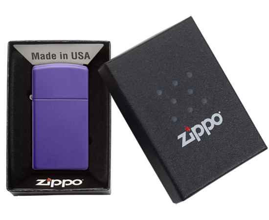 Зажигалка ZIPPO Slim® с покрытием Purple Matte, латунь/сталь, фиолетовая, матовая, 29x10x60 мм, изображение 6