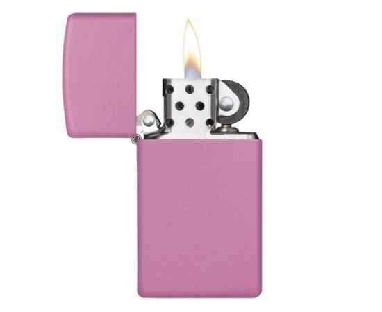 Зажигалка ZIPPO Slim® с покрытием Pink Matte, латунь/сталь, розовая, матовая, 29x10x60 мм, изображение 3