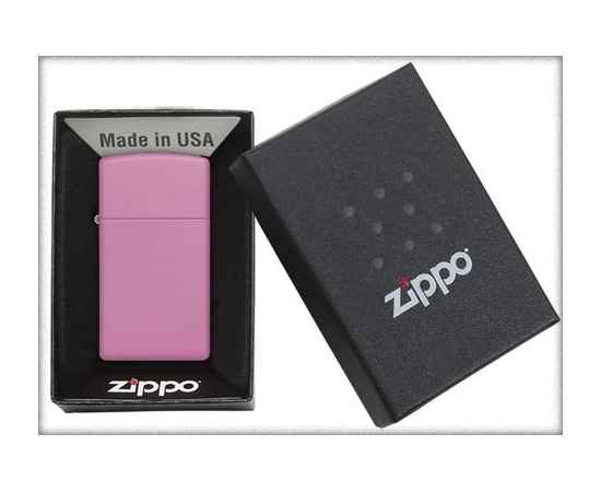 Зажигалка ZIPPO Slim® с покрытием Pink Matte, латунь/сталь, розовая, матовая, 29x10x60 мм, изображение 4