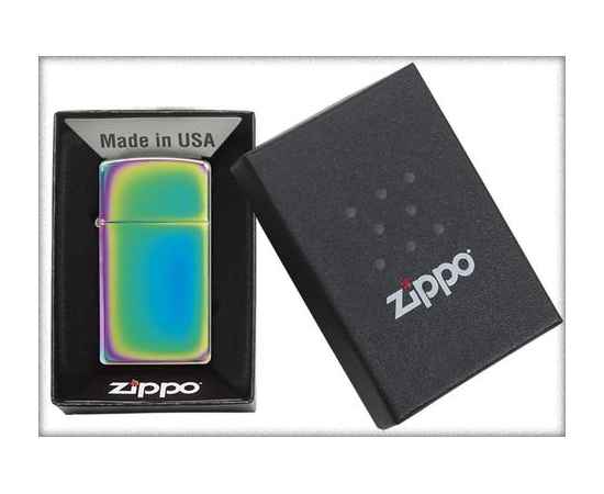 Зажигалка ZIPPO Slim® с покрытием Spectrum™, латунь/сталь, разноцветная, глянцевая, 29x10x60 мм, изображение 4