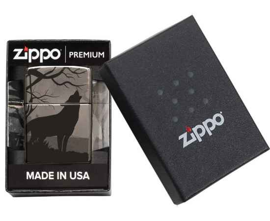 Зажигалка ZIPPO Classic с покрытием Black Ice®, латунь/сталь, чёрная, глянцевая, 38x13x57 мм, изображение 9
