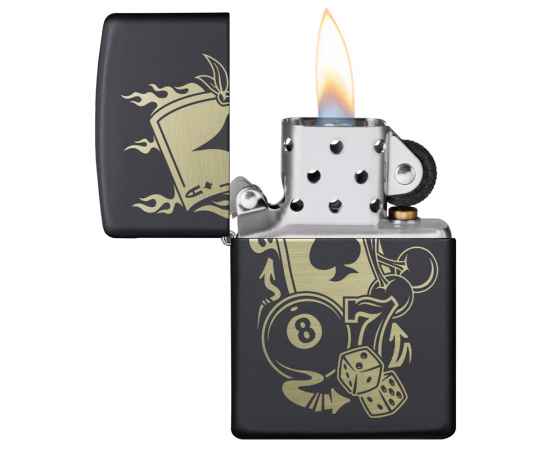 Зажигалка ZIPPO Gambling Design с покрытием Black Matte, латунь/сталь, чёрная, матовая, 38x13x57 мм, изображение 3