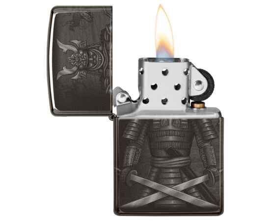 Зажигалка ZIPPO Knight Fight с покрытием High Polish Black, латунь/сталь, чёрная, 38x13x57 мм, изображение 7