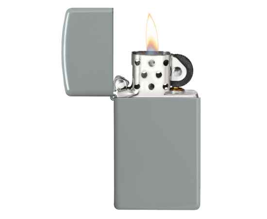Зажигалка ZIPPO Slim® с покрытием Flat Grey, латунь/сталь, серая, глянцевая, 29x10x60 мм, изображение 3