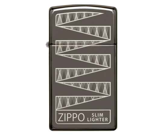 Зажигалка 65th Anniversary Zippo Slim® с покрытием Black Ice®, латунь/сталь, чёрная, 29x10x60 мм, изображение 2