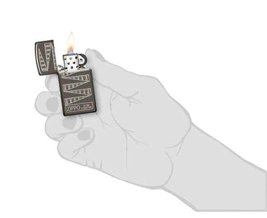 Зажигалка 65th Anniversary Zippo Slim® с покрытием Black Ice®, латунь/сталь, чёрная, 29x10x60 мм, изображение 5