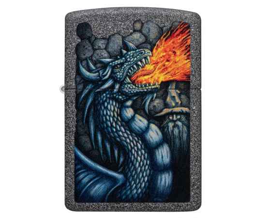 Зажигалка ZIPPO Fiery Dragon с покрытием Iron Stone, латунь/сталь, серая, матовая, 38x13x57 мм, изображение 2