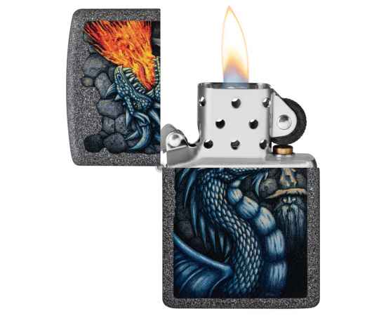 Зажигалка ZIPPO Fiery Dragon с покрытием Iron Stone, латунь/сталь, серая, матовая, 38x13x57 мм, изображение 3