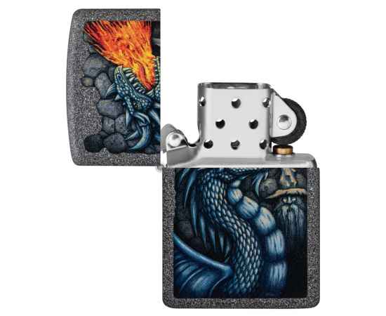 Зажигалка ZIPPO Fiery Dragon с покрытием Iron Stone, латунь/сталь, серая, матовая, 38x13x57 мм, изображение 4