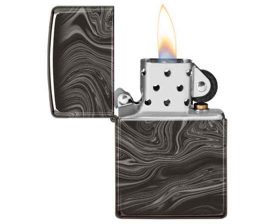 Зажигалка ZIPPO Marble Pattern с покрытием High Polish Black, латунь/сталь, чёрная, 38x13x57 мм, изображение 3