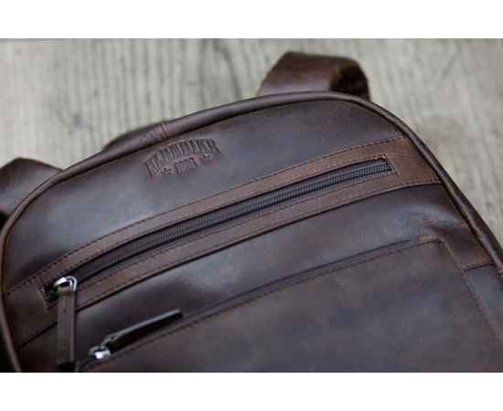 Рюкзак KLONDIKE DIGGER «Sade», натуральная кожа в темно-коричневом цвете, 34 x 40 x 9 см, изображение 8