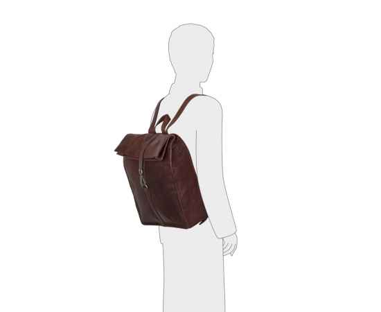 Рюкзак-сумка KLONDIKE DIGGER «Mara», натуральная кожа в темно-коричневом цвете, 32,5 x 36,5 x 11 см, изображение 7