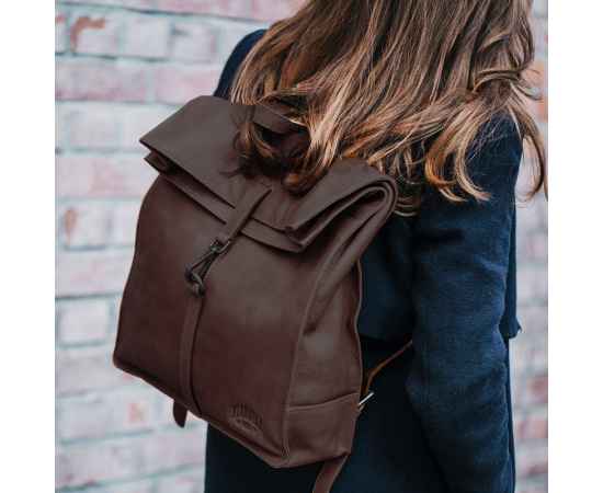 Рюкзак-сумка KLONDIKE DIGGER «Mara», натуральная кожа в темно-коричневом цвете, 32,5 x 36,5 x 11 см, изображение 8
