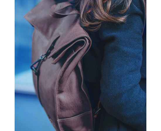Рюкзак-сумка KLONDIKE DIGGER «Mara», натуральная кожа в темно-коричневом цвете, 32,5 x 36,5 x 11 см, изображение 10