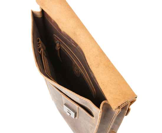 Портфель KLONDIKE Native, натуральная кожа в коричневом цвете, 40 х 11 х 31 см, изображение 3
