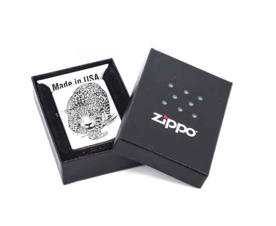 Зажигалка ZIPPO Leopard, с покрытием Satin Chrome™, латунь/сталь, серебристая, матовая, 38x13x57 мм, изображение 3
