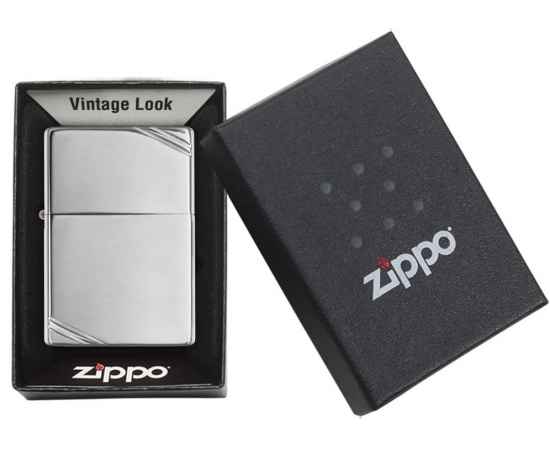 Зажигалка ZIPPO Vintage™с покрытием High Polish Chrome, латунь/сталь, серебристая, 38x13x57 мм, изображение 3