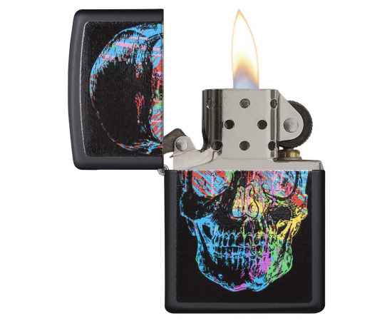 Зажигалка ZIPPO Skull Design с покрытием Black Matte, латунь/сталь, черная, 38x13x57 мм, изображение 2