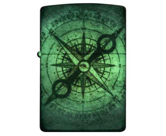 Зажигалка ZIPPO Compass Ghost с покрытием Glow In The Dark Green, латунь/сталь, черная, 38x13x57 мм, изображение 11
