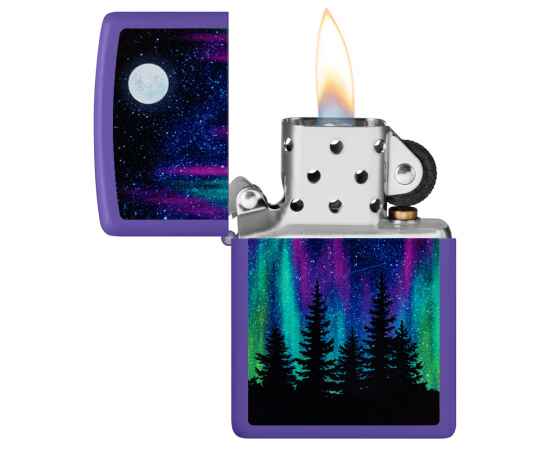Зажигалка ZIPPO Night In The Forest с покрытием Purple Matte, латунь/сталь, фиолетовая, 38x13x57 мм, изображение 3