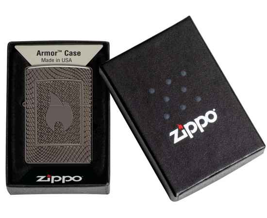 Зажигалка ZIPPO Armor® с покрытием Black Ice®, латунь/сталь, чёрная, 29x10x60 мм, изображение 6