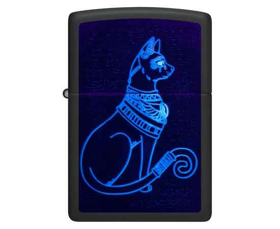 Зажигалка ZIPPO Spiritual Cat с покрытием Black Light, латунь/сталь, черная, матовая 38x13x57 мм, изображение 7