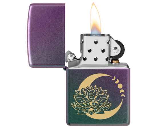 Зажигалка ZIPPO Lotus Moon с покрытием Iridescent, латунь/сталь, черная, 38x13x57 мм, изображение 3