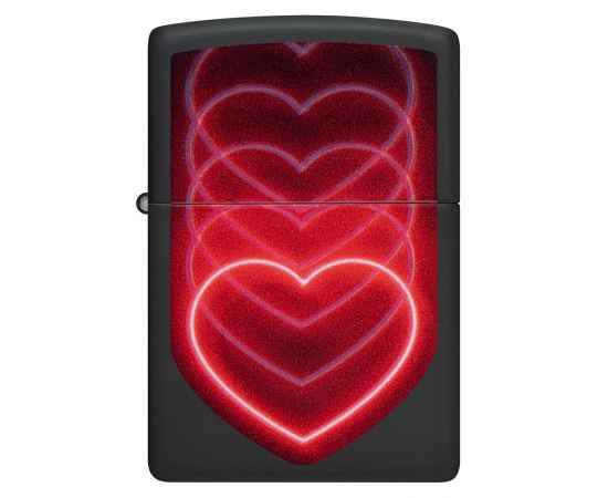 Зажигалка ZIPPO Hearts Design с покрытием Black Light, латунь/сталь, черная, матовая, 38x13x57 мм, изображение 2