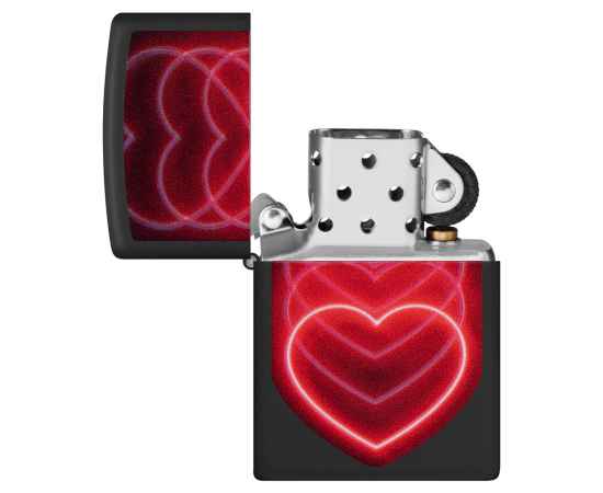 Зажигалка ZIPPO Hearts Design с покрытием Black Light, латунь/сталь, черная, матовая, 38x13x57 мм, изображение 4